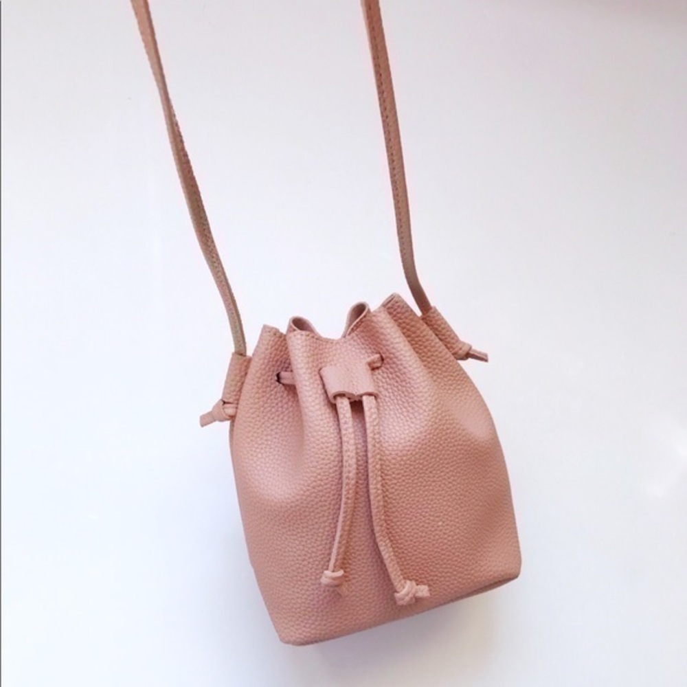 Blush faux leather bucket bag